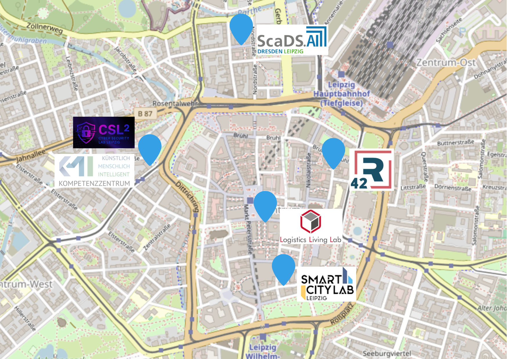 Karte der teilnehmenden Labs Karte der Labs
